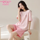 Pyjamas de coton pur modal pour femmes en été fine cou rond à manches courtes shorts à manches courtes deux pièces Douces douces de dessins animés peuvent porter des vêtements à la maison à l'extérieur de Z9856 L [Recommandé 100-120 Jin [Jin est égal à 0,5 kg]
