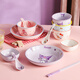 Disney (Disney) ceramic rice bowl children's tableware cream style plate creative cute girl heart ins style home use 5 pieces of big ear dog (rice bowl + spoon + chopsticks + plate + cup)