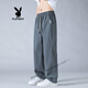 花花公子（PLAYBOY）网眼透气冰丝裤子男夏季新款凉感速干防蚊裤男直筒宽松休闲运动裤 K6636黑色 4XL (约170~190斤可穿)