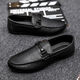 Prince Yierkang ist ein echter Modetrend Herbst Leichtes Männer lof Bean-Schuhe Einfacher koreanischer Stil Non-Rutsch-Männerschuhe kleine Lederschuhe D878 Black 39