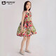 
Pig Banner girl summer thin dress for children's bubble cotton loose sleeveless vest skirt baby floral casual long skirt flower foundation 130 cm