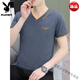 Playboy (Playboy) Al año durante todo el año, de alta calidad, de alta calidad, seda de seda fría, cuello de collar de pollo con cuello en V de algodón puro de algodón corto de algodón corto, camiseta de base de hombres de alta gama, de alta gama, marca de alto nivel, 691, estampado en estampado de gama alta m sin píldora y sin color caída