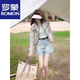 ROMON printed short fashionable sun protection clothing baseball uniform for women 2025 summer loose thin small breathable and fashionable sun protection clothing green M (100-115Jin[Jin equals 0.5 kg])