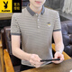 Playboy (Playboy) Herren Striped Kurzärmel-Polo. Hemd für Sommer dünne reine Baumwollhals-T-Shirt Trendy Vielseitiges Eis Seiden-Top V-Shirt 6626 Gray M Jin [Jin ist gleich 0,5 kg] ungefähr