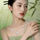 Chinese gold 18k water drop necklace for women K gold Hetian jade pendant gift for girlfriend and wife’s birthday practical 18k bamboo grass water drop pendant free S925 chain