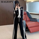 MAGIOPY International Luxury High-end Brand Spring 2025 New European Station Casual Sports Set Women's Fashion Slim Jacket Black S (100Jin [Jin equals 0.5 kg])