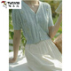 Woodpecker (TUCANO) French ice silk embroidered hollow thin knitted cardigan for women's summer white short chic v-neck short-sleeved top wear white M