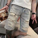 
Yarso ripped five-point denim shorts men's versatile slim-fitting pants Korean style ins fashion beggar mid-pants T693 blue graffiti 28 Suggested 90-100Jin [Jin equals 0.5 kg]