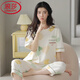 
LangSha high-end pajamas for women in summer pure cotton short-sleeved cropped pants can be worn on the outside sweet and casual cotton women's home clothes 9855 breastless pads [100 pure cotton] M Recommended 80-100Jin [Jin equals 0.5 kg]