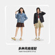 Hot-wind women's denim jacket 2025 autumn new simple basic versatile casual outdoor wear college style denim jacket 27 deep blue S