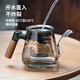 Quandu Decal Teapot Glass Tea Maker Thickened High Temperature Resistant Glass Teapot Wooden Handle Filter Flower Teapot Kung Fu Tea Set