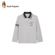 Hush Puppies preppy style children's clothing for boys and older children spring and autumn stretchy thin comfortable casual classic polo shirt floral gray 110 cm