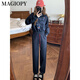
MAGIOPY international luxury high-end brand Korean chic casual sports suit for women 2025 spring new style fashionable age-reducing short dark blue two-piece set S (100 Jin [Jin equals 0.5 kg])
