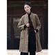
German quality Zen clothing cotton linen cotton clothing for women in winter Buddhist Zen women's clothing for lay Buddhist clothing for women Chinese cotton jacket mid-length robe Tea brown (ticket dye) cotton coat + bronze black plus velvet pants 6191# All size