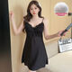 Nightgown for women summer suspender ice silk 2025 new summer sexy pajamas with chest pad pure and lustful home clothes JS_9226# suspender skirt white with movable breast XL size suitable for 115-135Jin [Jin equals 0.5 kg]