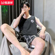 Hengyuanxiang Sommer reines Baumwollweste Shorts Pyjamas Lose Casual Home-Kleidung im mittleren Alter mit großer Größe H9928 (Kurzärärmel-Shorts) L (Empfohlen 100-120 Jin [Jin gleich 0,5 kg]))