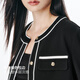Peacebird women's jacket round neck texture small fragrance style top autumn elegant cardigan black top M