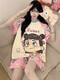 Lindas chicas de pijamas de pijamas de algodón puro verano de manga corta de manga corta de talla grande MM MM Ropa para el hogar Qys9912 m (adecuado para 80-100 Jin [Jin equivale a 0.5 kg])