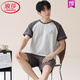 LangSha 2025 new summer striped pajamas for men summer teenagers short-sleeved men pure cotton home clothing for men large size HDE-9922 3XL