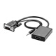 Cable with audio computer to video converter HD USB power port connection cable VGA to HDMI