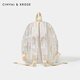 CinvaiKrose official small c/k high-quality plush lamb backpack for women 2025 new lightweight student backpack rainbow white