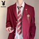 Playboy (PLAYBOY) campus style men's clothing boys dk suit uniform jacket jk school supply sense red suit student handsome class uniform suit black DK suit + white shirt blue tie + black trousers 2XL