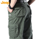 JEEP overalls men's loose autumn and winter straight casual pants multi-pocket versatile men's pants grass green 32