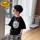 G.DUCKKIDS boys short-sleeved T-shirt 2025 summer new children's clothing trendy casual children's cotton tops big boys summer clothing hot sale CT679# white 90 [suggested 80-90cm]