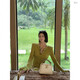 Ximuyao Douwu Royal Hermana Ejecutiva Blanca verde blanco Rojo de cuatro colores Botón de cuello redondo Top Sy13579 Negro S