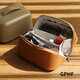 GPHF Japan Exquisite Genuine Leather Cosmetic Bag Small Portable Toiletries Bag Women's Cowhide Travel Storage Bag Brown