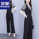罗蒙（ROMON）时尚气质显高显瘦西装连体裤套装女夏装2025新款连身连衣裤 黑色 XL