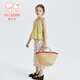 Fuluo Mi Girls Anzug Summer Sweet Spitze ärmellose Top Kinder Polka Dot Casual Hosen Zweiteiler Set grün/m 150