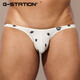 G-STATION sexy Japanese small style men's thong star polyester small mesh breathable quick-drying underwear white L