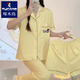 
Woodpecker Creamy Plaid Pajamas Women's Summer Short Sleeve Pure Cotton Three-Piece Set 2025 New Cute Dachshund Dog Student Home Clothing #FS-Three-Piece Set 14137 M [75-95Jin[Jin equals 0.5 kg]]
