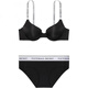 Victoria's Secret Fixed Double Straps V-shaped Soft Letter Bra Mid-waist Briefs Underwear Set Women's Black Suit (Black) S 32B+(70B+S)