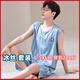 Muji Com Muji Pajamas de grande taille de grande taille pour le gilet masculin sans manches de glace fraîche de glace de glace pour adolescents hommes [costume sans manche en soie de glace] Q9905 l Men [100-120jin [Jin est égal à 0,5 kg]]]