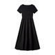 Vestiman Slim Vestido de manga corta en verano Nuevo francés Slim Hepburn Style Long Falda N Black L