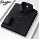 Lilang Men's Shirt à manches longues Business Office élastique décontracté Couleur solide élastique Professionnel Usure Forme Not Trending Tendage Anti-ride Modal Shirt Men 9922 Blaides bleues et blanches S 38