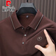 Pier Cardin Ironing Free Mulberry Silk T-shirt à manches longues pour hommes à manches longues 2025 Automne à l'âge décontracté d'âge d'âge moyen Abroix de mode brodé en cuir 15867 Blue XL 175 (adapté à 135-155jin [Jin est égal à 0,5 kg]))