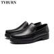Tyburn Herrenschuhe Herbst und Winter Herrengeschäft formelle Lederschuhe Herren-Lederweichschäfer und Velvet Vaters Schuhe Dunkelbraun Vier-Jahreszeiten Model-E2T12108t 37