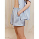 ELLE French Striped Lounge Suit Can Be Weared High-Quality Satin Short-Sleeved Shorts Pajamas Autumn and Summer New Blue (Bottoms) S