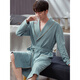 
Fengxi Waffle Bathroom Men's Spring and Autumn Pure Cotton Medium-length Men's Nightgown 2025 New Water-absorbing Integrated Yukata LJ96821 3XL Code [Weight 180-200Jin [Jin equals 0.5 kg]]