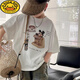 G.DUCKKIDS boys short-sleeved T-shirt 2025 summer new children's clothing trendy casual children's cotton tops big boys summer clothing hot sale CT679# white 90 [suggested 80-90cm]