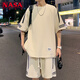 NASA XVVX casual sports T-shirt suit men's summer new loose short-sleeved T-shirt men's shorts with a handsome set FKS653 khaki suit L about 110-130 Jin Jin equals 0.5 kg can be worn