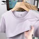 Seven Wolves summer comb solid color information T-shirt short-sleeved work clothes party cultural shirt round neck summer shoulder ice silk 2267-XM15619 apricot grey XL
