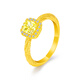 Ming Diamond International Yellow 18k Gold Ring Women's au750 Small Sugar Cube Inlaid Ring Fashionable Versatile Ring Birthday Gift for Girlfriend