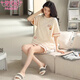 
Modal pajamas women's new summer pure cotton shorts shorts thin summer cute and sweet can be worn outside home clothing set YX-7515 9858 L [recommended 100-120Jin [Jin equals 0.5 kg] wear]