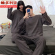 Victoria's style couple pajamas for spring and autumn new long-sleeved cotton men and women casual striped home clothes two-piece set #XF-15567 M women [75-100]Jin[Jin equals 0.5 kg]