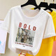 FHHUABD2025 Camiseta para mujeres Camiseta de hombro corta de manga corta Manio estudiante Top de color top de verano
