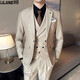 Lilang suit men's business professional formal dress suit groom wedding dress casual solid color jacket white M